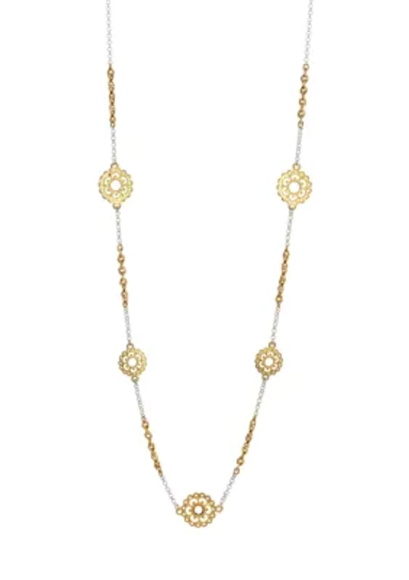 Two Tone Long Linked Necklace