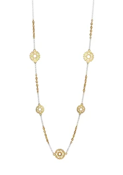 Two Tone Long Linked Necklace