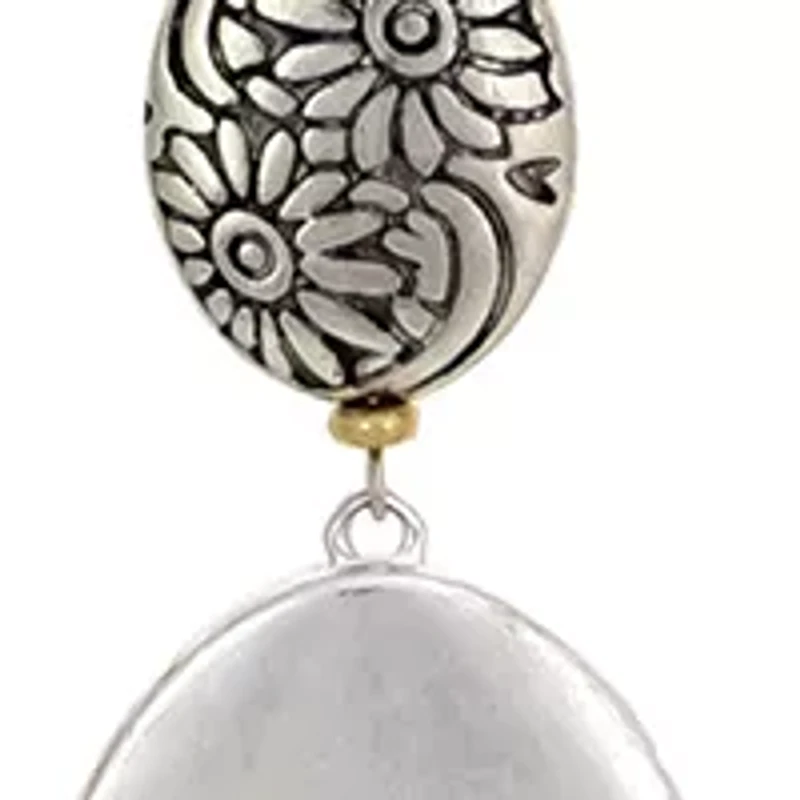 Two-Tone Long Double Oval Drop Pendant Necklace