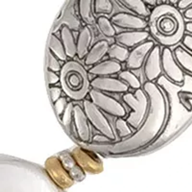 Two-Tone Oval Bead Frontal with Chain Back Necklace