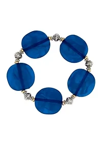 Two Tone Blue Chunky Beaded Stretch Bracelet