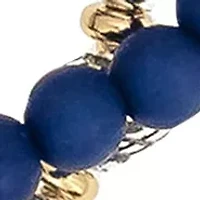 Two Tone 3 Row Multi Blue Beaded Stretch Bracelet Set