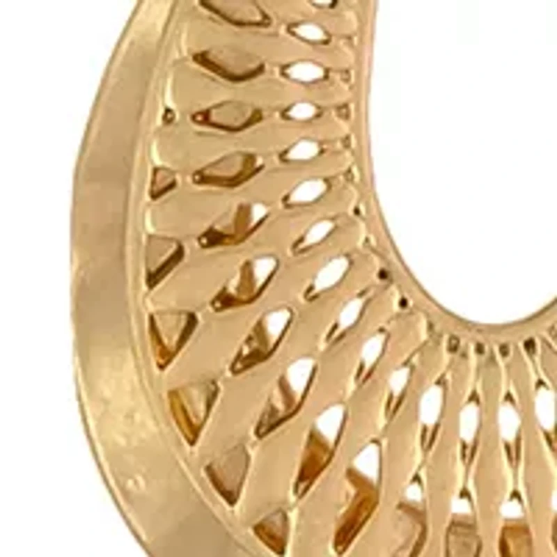 Short Open Textured Teardrop Pendant Necklace