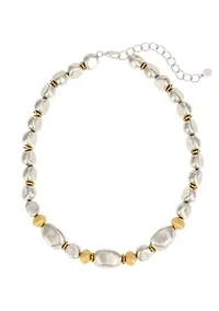 Two Tone Metal Nugget Beaded Necklace