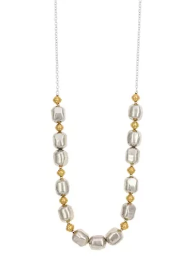 33.5" Long Two Tone Chunky Nugget Bead Necklace