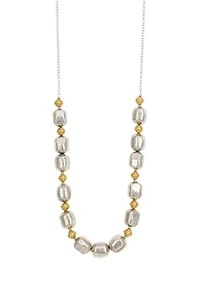 33.5" Long Two Tone Chunky Nugget Bead Necklace