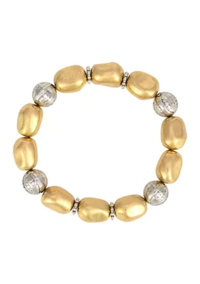 Two Tone Beaded Stretch Bracelet