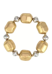 Two Tone Chunky Nugget Stretch Bracelet 