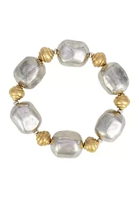 Two Tone Chunky Nugget Stretch Bracelet 