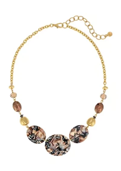 Two Tone Multi Colored Lucite Disc Frontal Necklace 
