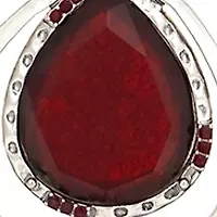 Silver Tone Long Red Bead Station Pendant Necklace