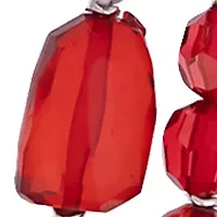 Silver Tone Short 2 Row Red Chunky Bead Necklace