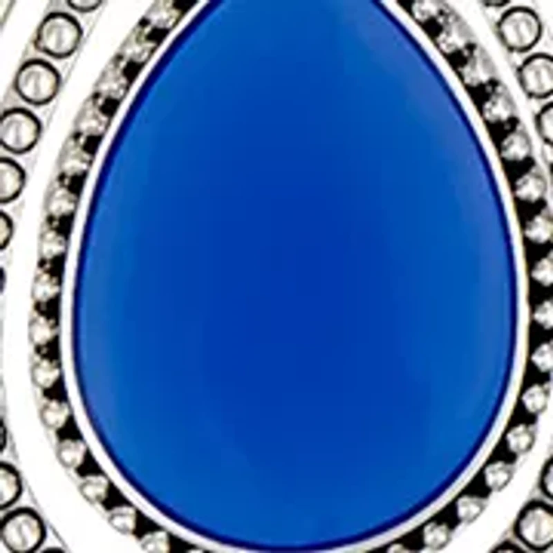 Silver-Tone Short Blue Orbital Pendant Necklace