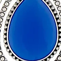 Silver-Tone Short Blue Orbital Pendant Necklace