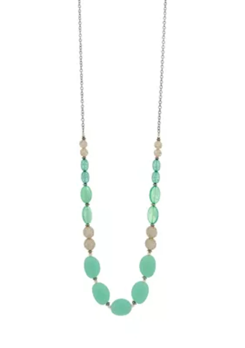 Long Graduated Aqua Bead Necklace