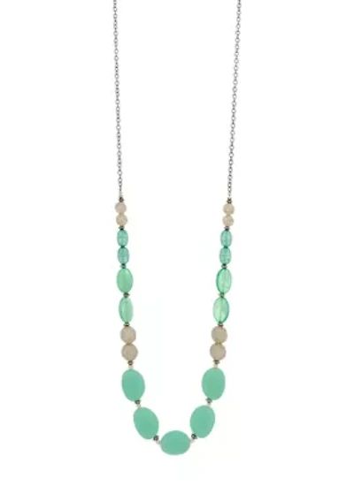 Long Graduated Aqua Bead Necklace