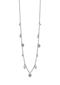 Long Chain with Shaky Bead and Heart Charm Necklace