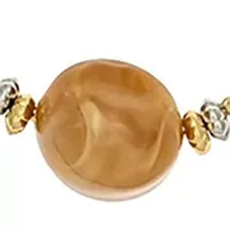 Two Tone Long Illusion Necklace with Multi Natural Bead Stations