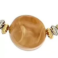 Two Tone Long Illusion Necklace with Multi Natural Bead Stations