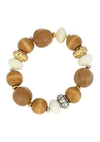 Two Tone Chunky Multi Natural Beaded Stretch Bracelet