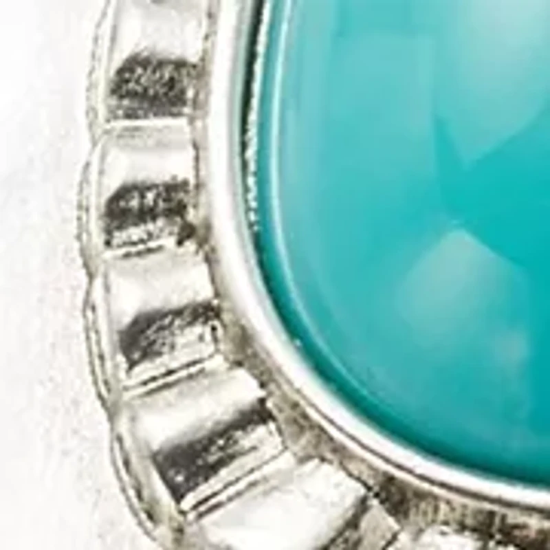 Silver Tone Turquoise Bead Pendant Necklace