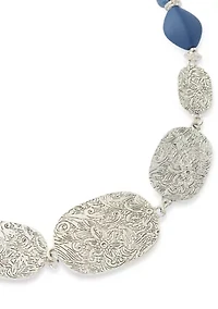 Multi Beaded Etched Disc Pendant Necklace