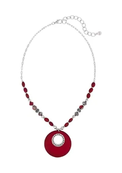 Beaded Red Pendant Necklace
