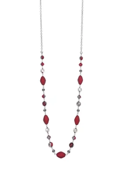 Long Linked Red Bead Necklace 