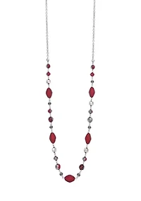 Long Linked Red Bead Necklace 