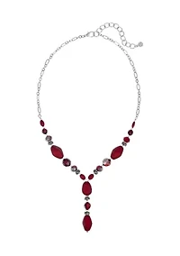  Linked Red and Hematite Bead Y-Neck Necklace
