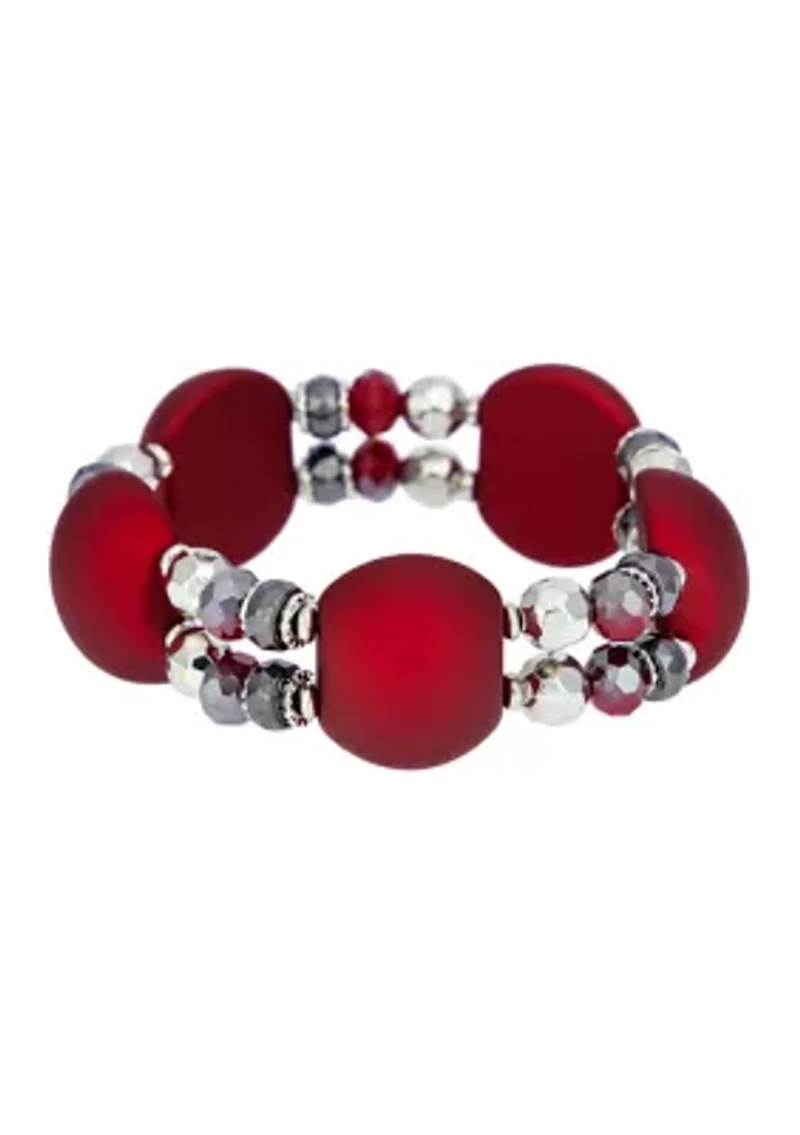 Chunky Red Bead Stretch Bracelet