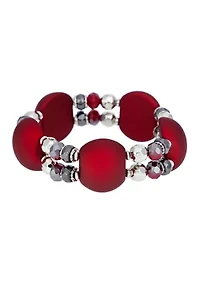 Chunky Red Bead Stretch Bracelet