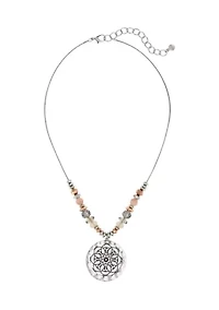 Round Filigree Pendant Bead Necklace