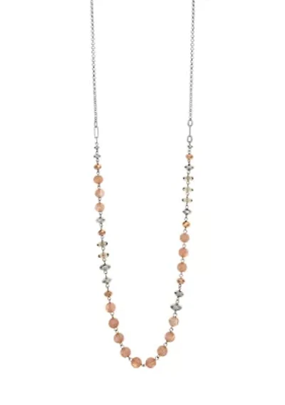 Long Linked Rose Beaded Necklace 