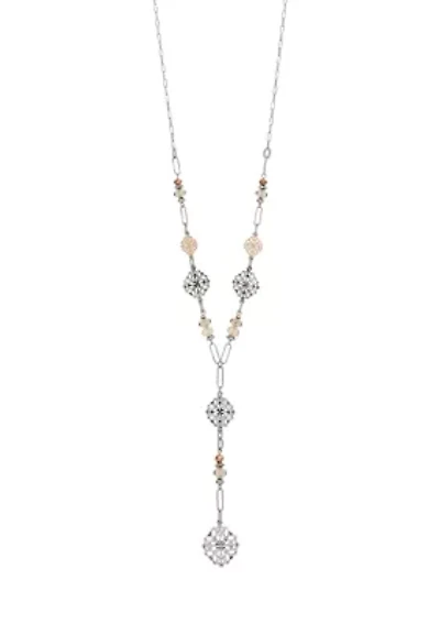 Filigree Station Y-Neck Bead Accent Necklace