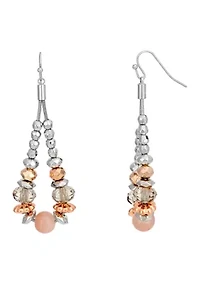 Rose Beaded Chain Hoop Earrings 