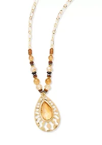 Tear Drop Pendant Multi Bead Necklace