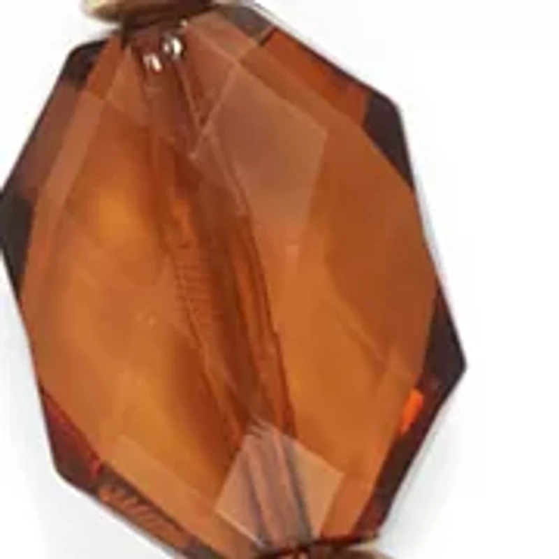 Two Tone 36'' + 3" Extender Long Linked Necklace with Brown Bead Stations