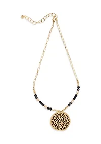 Animal Disc Pendant Multi-Bead Necklace