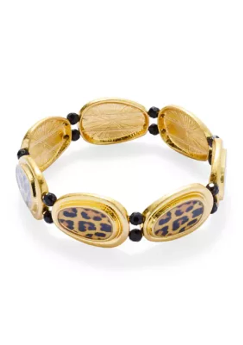 Oval Animal Disc Stretch Bracelet