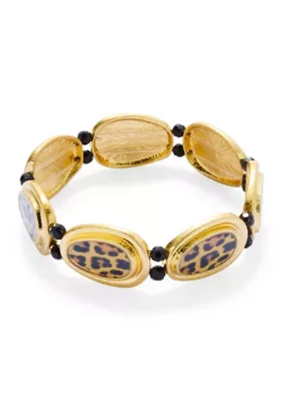 Oval Animal Disc Stretch Bracelet
