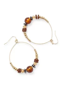Brown Multi Bead Drop Earrings
