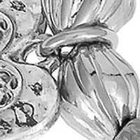 Heart Charm Textured Bead Stretch Bracelet  