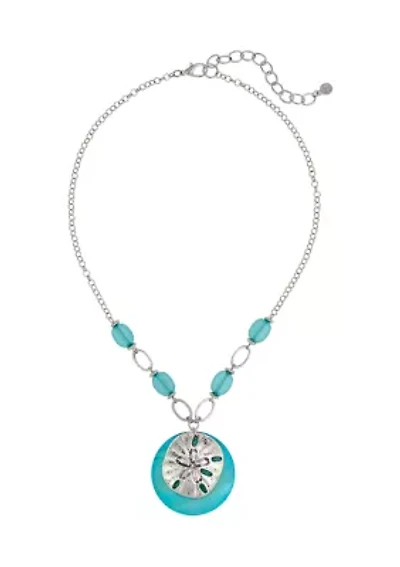 Sand Dollar Pendant Disc Necklace 