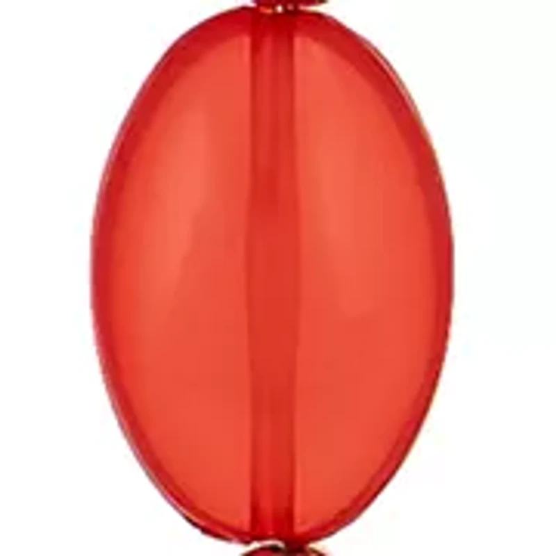 Silver-Tone Long Bead Accented Chain Necklace with Coral/Stone Cutout Metal Disc Double Drop Pendant