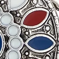 Layered Red White Blue Enamel Disc Drop Earrings  