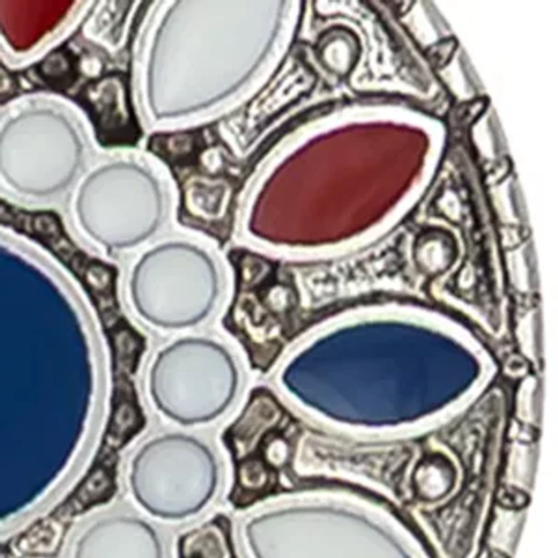Round Red White Blue Enamel Earrings