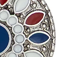 Round Red White Blue Enamel Earrings  