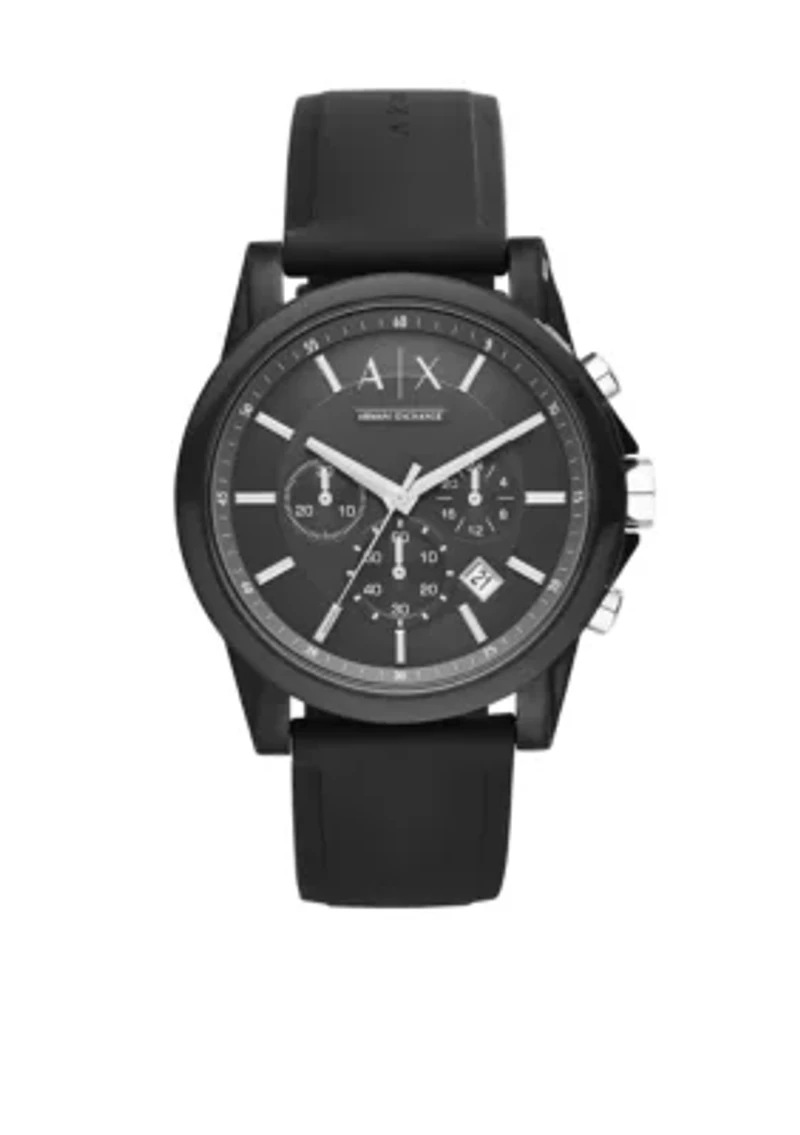 Chronograph Black Silicone Watch