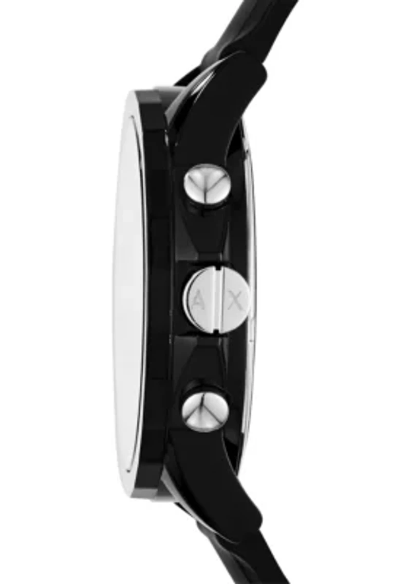 Chronograph Black Silicone Watch